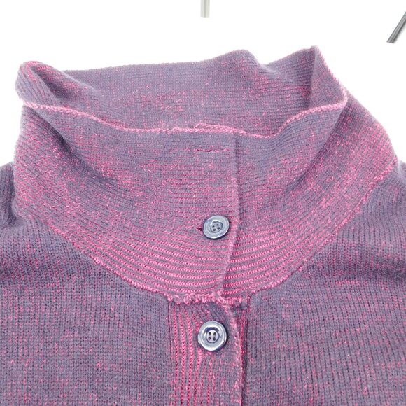 CJ Banks Sweater Women 1x Purple 3/4 Sleeve Cowl Neck Button Up Pockets Cozy - Picture 5 of 10